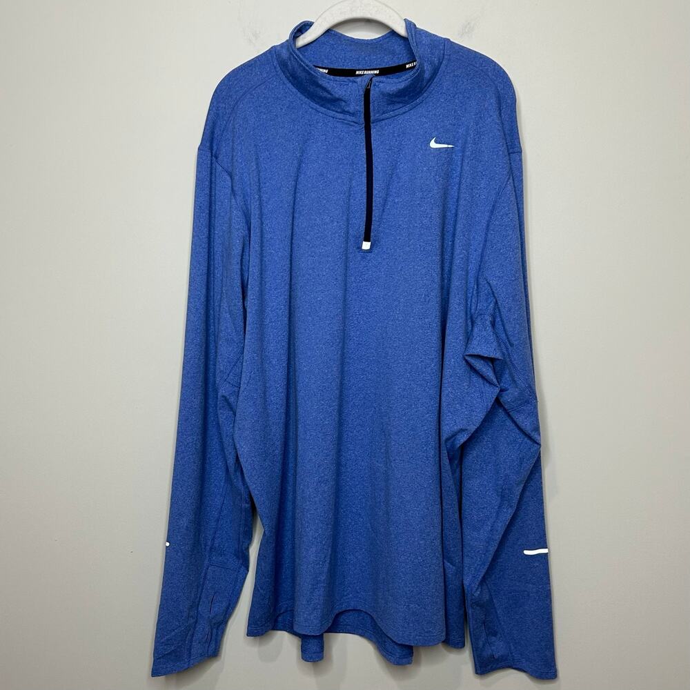 Nike Dri-Fit Element 1/4 Zip Running Pullover Size XXL 504606 Blue Mock Neck